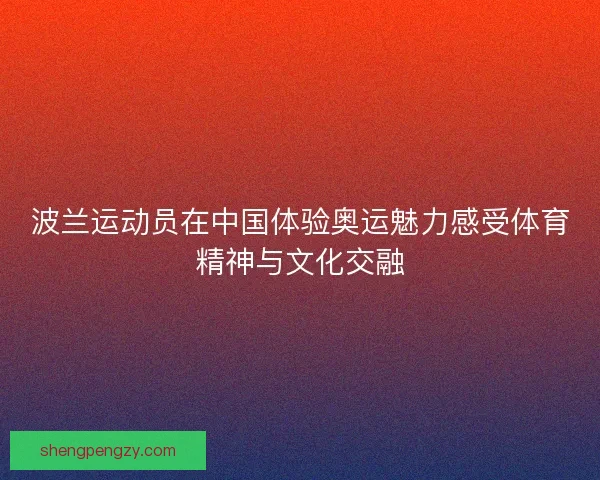 波兰运动员在中国体验奥运魅力感受体育精神与文化交融
