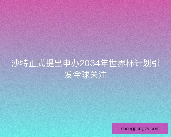 沙特正式提出申办2034年世界杯计划引发全球关注