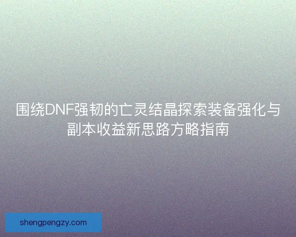 围绕DNF强韧的亡灵结晶探索装备强化与副本收益新思路方略指南