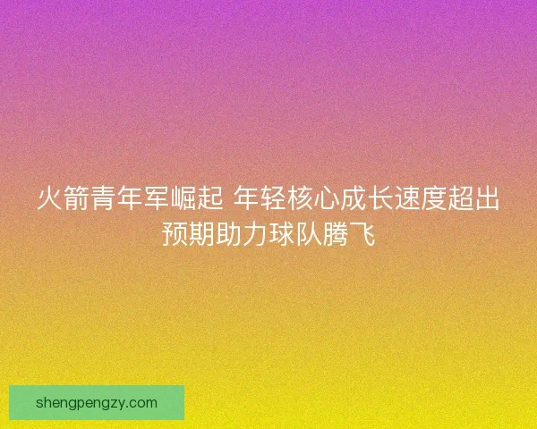 火箭青年军崛起 年轻核心成长速度超出预期助力球队腾飞